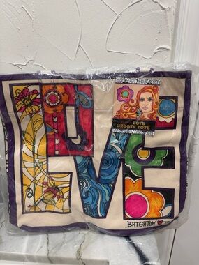 Brighton Multicolor "LOVE" Canvas Wall Tapestry with Purple Border